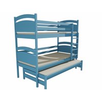 Dětská patrová postel s přistýlkou z MASIVU 180x80cm bez šuplíku - PPV002