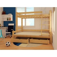 Dětská patrová postel s rozšířeným spodním lůžkem z MASIVU 200x90 cm bez šuplíku PAVLÍNA
