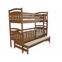 Dětská patrová postel s přistýlkou z MASIVU 180x80cm bez šuplíku - PPV001