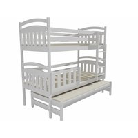Dětská patrová postel s přistýlkou z MASIVU 180x80cm SE ŠUPLÍKY - PPV001