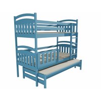 Dětská patrová postel s přistýlkou z MASIVU 200x90cm bez šuplíku - PPV001