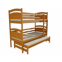 Dětská patrová postel s přistýlkou z MASIVU 200x90cm SE ŠUPLÍKY - PPV002