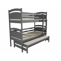 Dětská patrová postel s přistýlkou z MASIVU 200x80cm SE ŠUPLÍKY - PPV002