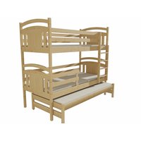Dětská patrová postel s přistýlkou z MASIVU 200x80cm bez šuplíku - PPV006