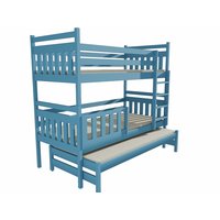 Dětská patrová postel s přistýlkou z MASIVU 200x90cm SE ŠUPLÍKY - PPV004