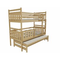Dětská patrová postel s přistýlkou z MASIVU 180x80cm SE ŠUPLÍKY - PPV004