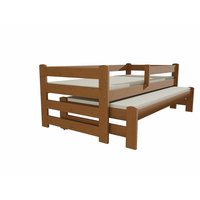Dětská postel s výsuvnou přistýlkou z MASIVU 200x90cm SE ŠUPLÍKY - DPV001