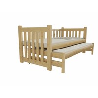 Dětská postel s výsuvnou přistýlkou z MASIVU 200x90cm SE ŠUPLÍKY - DPV002
