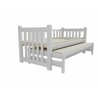 Dětská postel s výsuvnou přistýlkou z MASIVU 200x80cm SE ŠUPLÍKY - DPV002