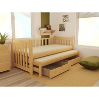 Dětská postel s výsuvnou přistýlkou z MASIVU 200x80cm SE ŠUPLÍKY - DPV002