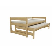 Dětská postel s výsuvnou přistýlkou z MASIVU 200x90cm SE ŠUPLÍKY - DPV003