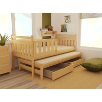 Dětská postel s výsuvnou přistýlkou z MASIVU 200x90cm bez šuplíku - DPV004