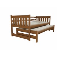 Dětská postel s výsuvnou přistýlkou z MASIVU 200x90cm SE ŠUPLÍKY - DPV006