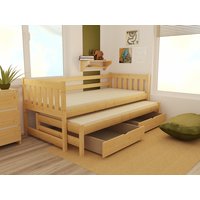 Dětská postel s výsuvnou přistýlkou z MASIVU 200x80cm bez šuplíku - DPV006
