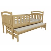 Dětská postel s výsuvnou přistýlkou z MASIVU 200x90cm bez šuplíku - DPV008