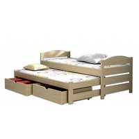 Dětská postel s výsuvnou přistýlkou z MASIVU 200x90cm SE ŠUPLÍKY - DPV009