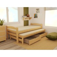 Dětská postel s výsuvnou přistýlkou z MASIVU 180x80cm bez šuplíku - DPV010
