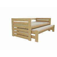 Dětská postel s výsuvnou přistýlkou z MASIVU 200x90cm SE ŠUPLÍKY - DPV011