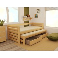Dětská postel s výsuvnou přistýlkou z MASIVU 180x80cm bez šuplíku - DPV011
