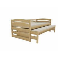 Dětská postel s výsuvnou přistýlkou z MASIVU 180x80cm bez šuplíku - DPV012