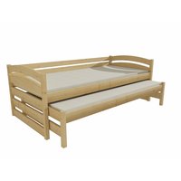 Dětská postel s výsuvnou přistýlkou z MASIVU 200x80cm SE ŠUPLÍKY - DPV012