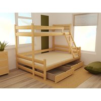 Dětská patrová postel s rozšířeným spodním lůžkem z MASIVU 200x90cm SE ŠUPLÍKY - PPS004