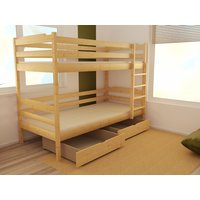 Dětská patrová postel z MASIVU 200x90cm se šuplíky - PP012