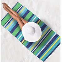 Plážová osuška STRIPES - 87x170 cm - modrá/zelená/žlutá