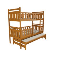 Dětská patrová postel s přistýlkou z MASIVU 180x80cm SE ŠUPLÍKY - PPV008