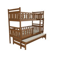 Dětská patrová postel s přistýlkou z MASIVU 200x90cm SE ŠUPLÍKY - PPV008