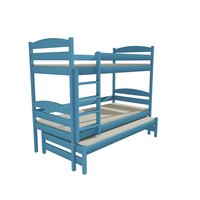 Dětská patrová postel s přistýlkou z MASIVU 180x80cm bez šuplíku - PPV009