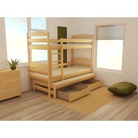 Dětská patrová postel s přistýlkou z MASIVU 180x80cm SE ŠUPLÍKY - PPV009