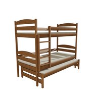 Dětská patrová postel s přistýlkou z MASIVU 200x90cm bez šuplíku - PPV009