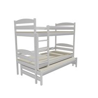 Dětská patrová postel s přistýlkou z MASIVU 200x90cm SE ŠUPLÍKY - PPV009