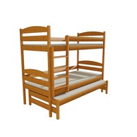 Dětská patrová postel s přistýlkou z MASIVU 200x80cm SE ŠUPLÍKY - PPV009