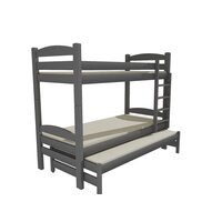 Dětská patrová postel s přistýlkou z MASIVU 200x80cm bez šuplíku - PPV010