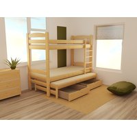 Dětská patrová postel s přistýlkou z MASIVU 180x80cm bez šuplíku - PPV010