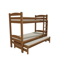 Dětská patrová postel s přistýlkou z MASIVU 180x80cm SE ŠUPLÍKY - PPV010