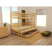 Dětská patrová postel s přistýlkou z MASIVU 200x90cm bez šuplíku - PPV012