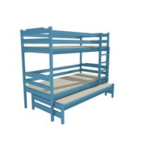 Dětská patrová postel s přistýlkou z MASIVU 200x90cm SE ŠUPLÍKY - PPV012