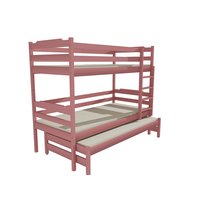 Dětská patrová postel s přistýlkou z MASIVU 200x90cm SE ŠUPLÍKY - PPV012