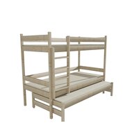 Dětská patrová postel s přistýlkou z MASIVU 200x80cm SE ŠUPLÍKY - PPV013