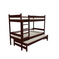 Dětská patrová postel s přistýlkou z MASIVU 180x80cm SE ŠUPLÍKY - PPV013