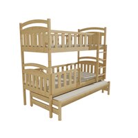 Dětská patrová postel s přistýlkou z MASIVU 200x90cm bez šuplíku - PPV014