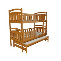 Dětská patrová postel s přistýlkou z MASIVU 180x80cm SE ŠUPLÍKY - PPV014
