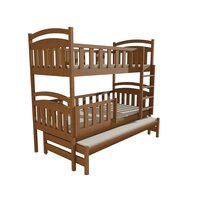 Dětská patrová postel s přistýlkou z MASIVU 180x80cm bez šuplíku - PPV014