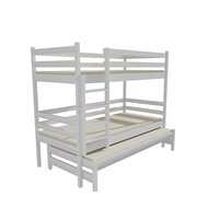 Dětská patrová postel s přistýlkou z MASIVU 180x80cm SE ŠUPLÍKY - PPV015