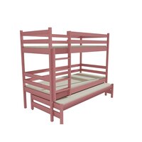 Dětská patrová postel s přistýlkou z MASIVU 200x80cm bez šuplíku - PPV015