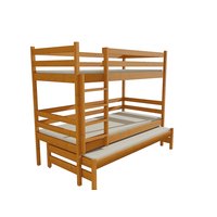 Dětská patrová postel s přistýlkou z MASIVU 200x80cm SE ŠUPLÍKY - PPV015