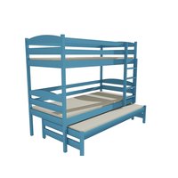 Dětská patrová postel s přistýlkou z MASIVU 200x90cm bez šuplíku - PPV016